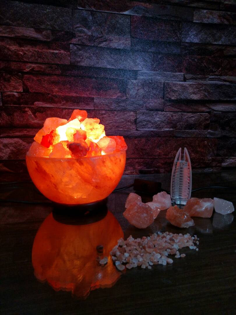 Himalayan Salt Lamp Bowl with Natural Crystal Chunks, 6-8 lbs